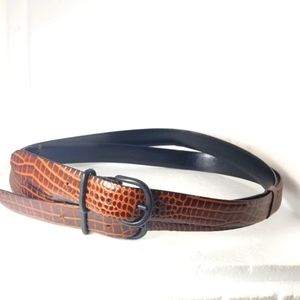 Jill Stuart Genuine Crocodile Brown Belt M…